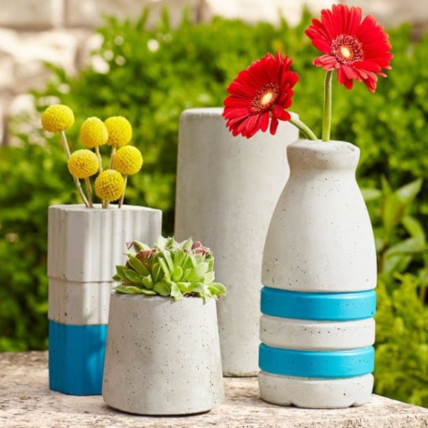 DIY Vasos de flores de concreto 1