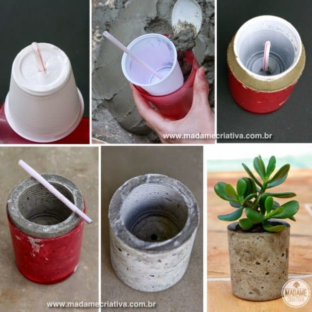 DIY Vasos de flores de concreto 2