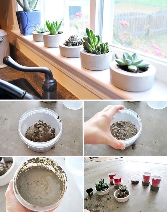 DIY Vasos de flores de concreto 4