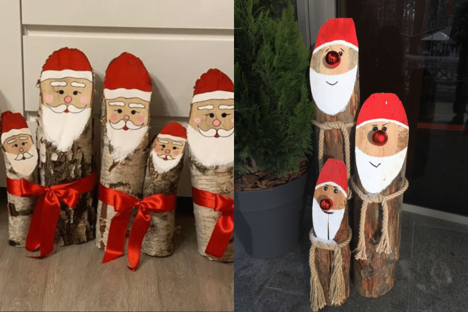 Papais Noel com Troncos de Arvores