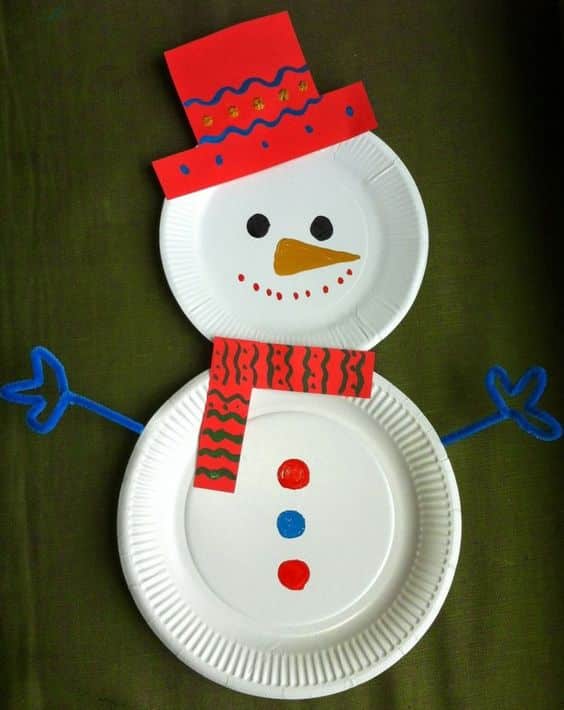 artesanato natal pratos descartáveis boneco neve