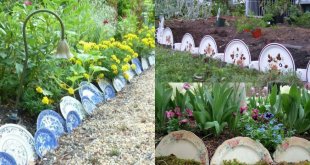 bordas de canteiros de flores com pratos 8