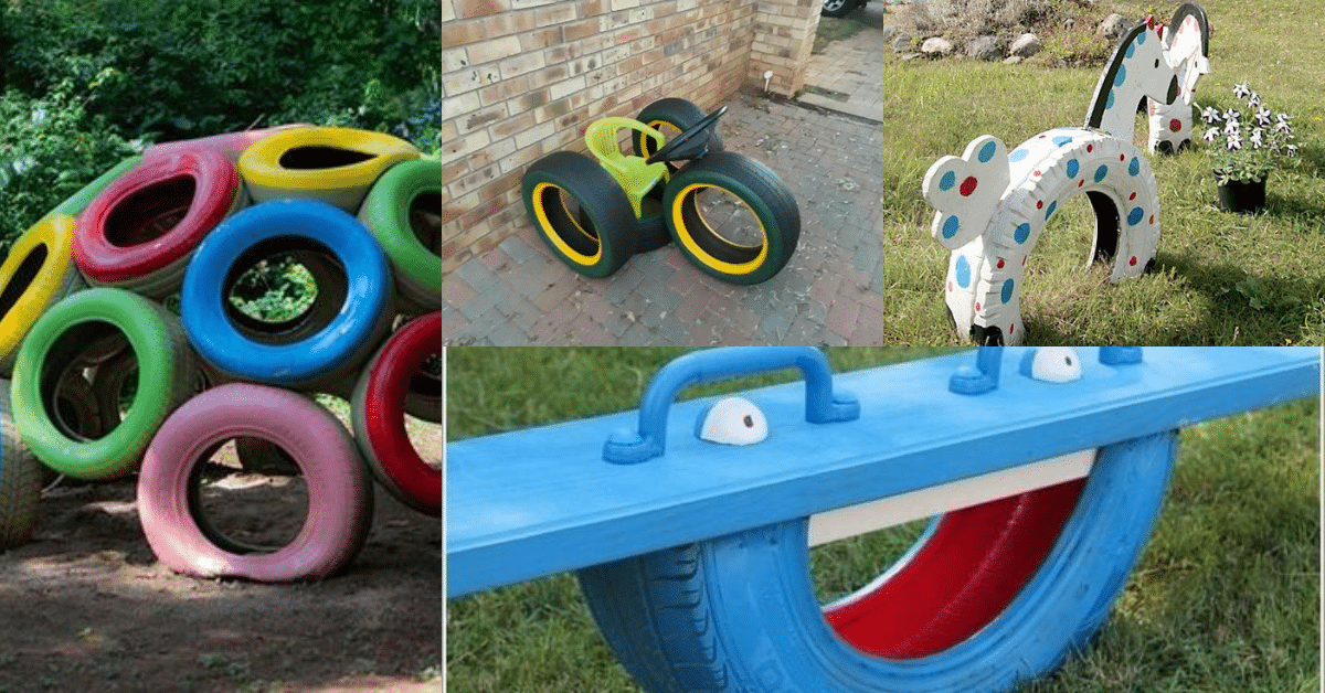 Brinquedos para crianças feitos com pneus