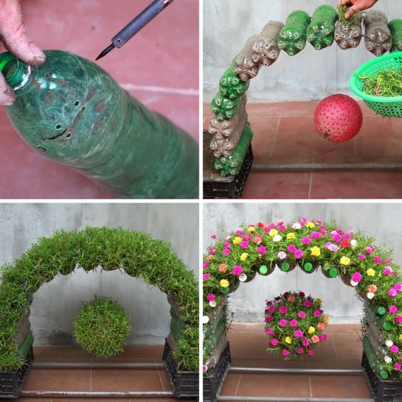 como fazer uma floreira arqueada com materiais reciclados