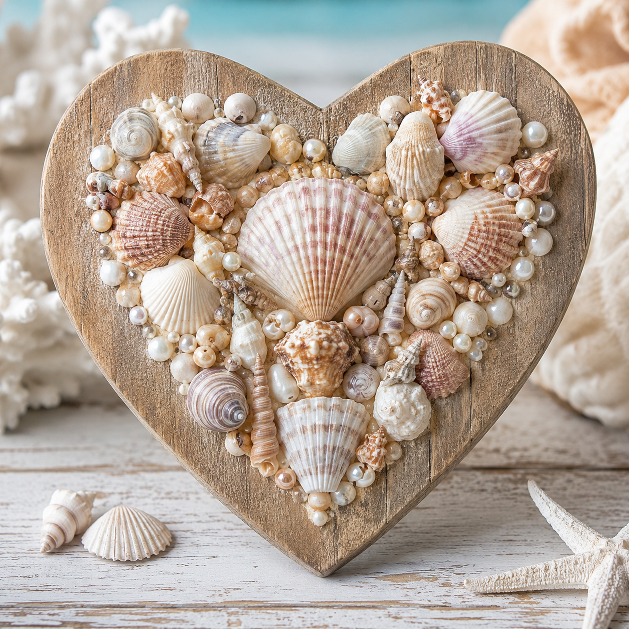 Corações decorativos lindos com madeira e conchas de mar Corações decorativos lindos com madeira e conchas de mar coracoes decorativos lindos com madeira e conchas de mar 3