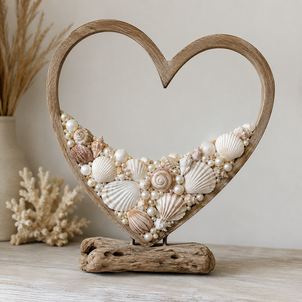 Corações decorativos lindos com madeira e conchas de mar Corações decorativos lindos com madeira e conchas de mar coracoes decorativos lindos com madeira e conchas de mar 7