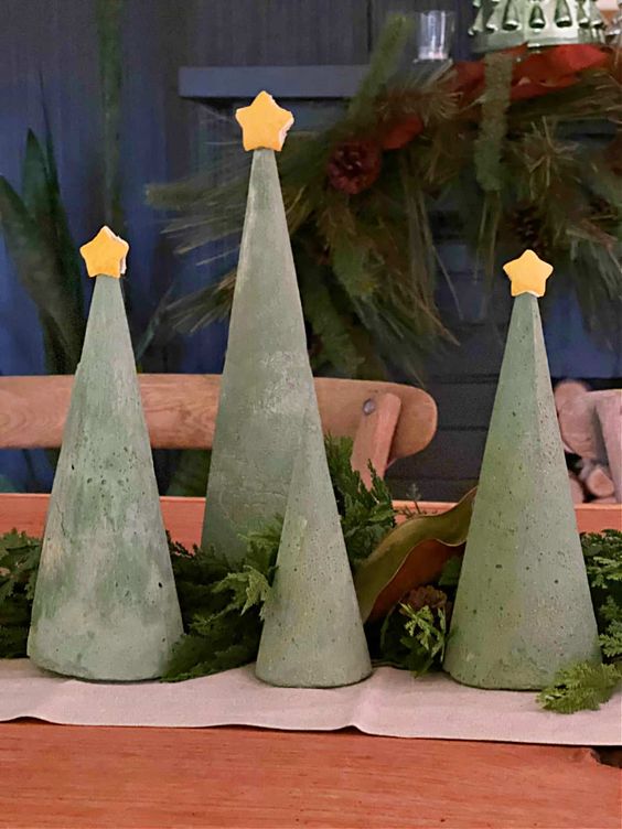 decoracao criativa de natal com cones de cimento 4
