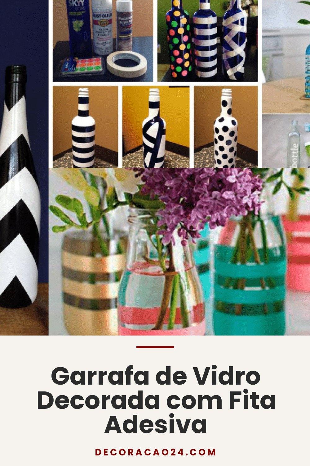 Garrafa de Vidro Decorada com Fita Adesiva