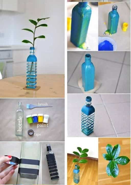 decoracao de garrafas de vidro com fita adesiva