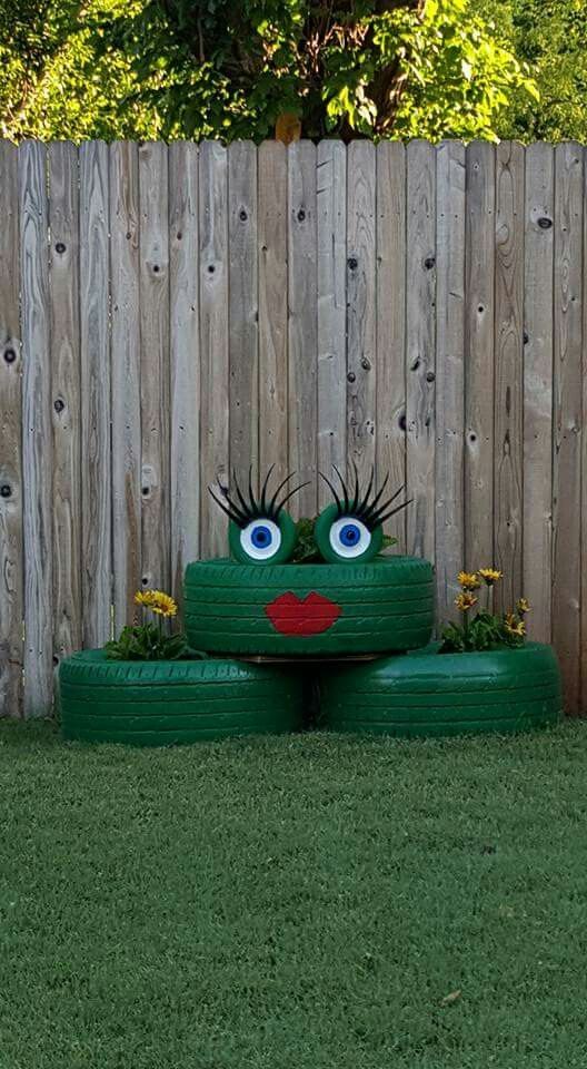 decoracao de jardim com ras feitas com pneus 3