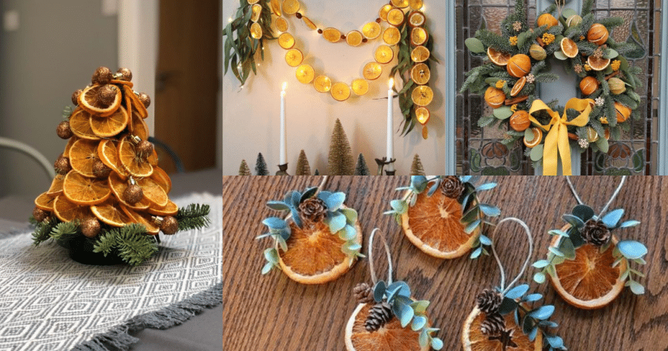 decoracao de natal feita com laranjas secas
