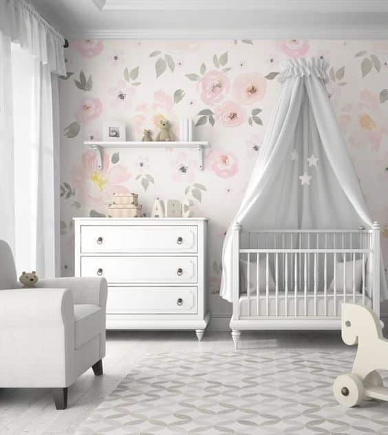 decoracao papel parede quarto menina bebe