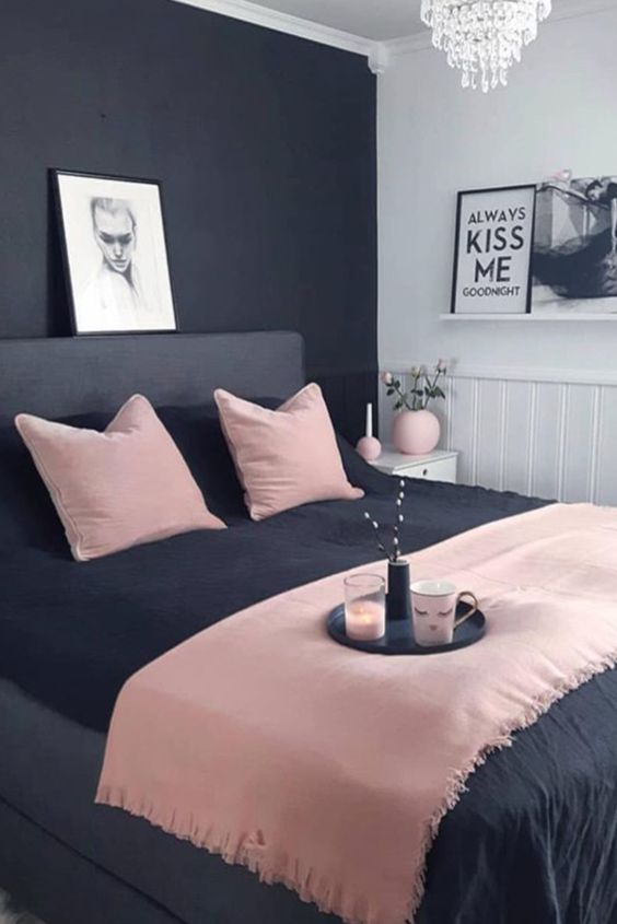 decoracao quarto preto rosa