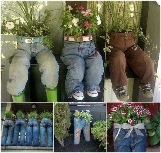 decoraçao de jardim com jeans