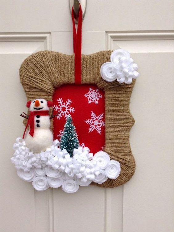 decore sua porta com bonecos de neve 5