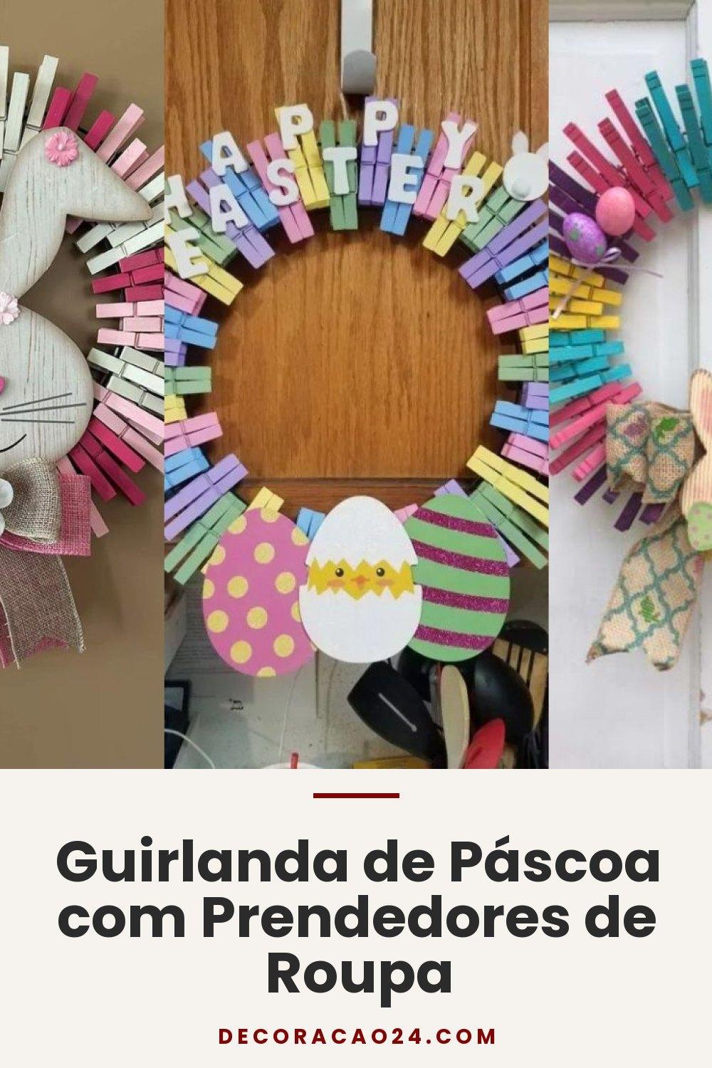 Guirlanda de Páscoa com Prendedores de Roupa