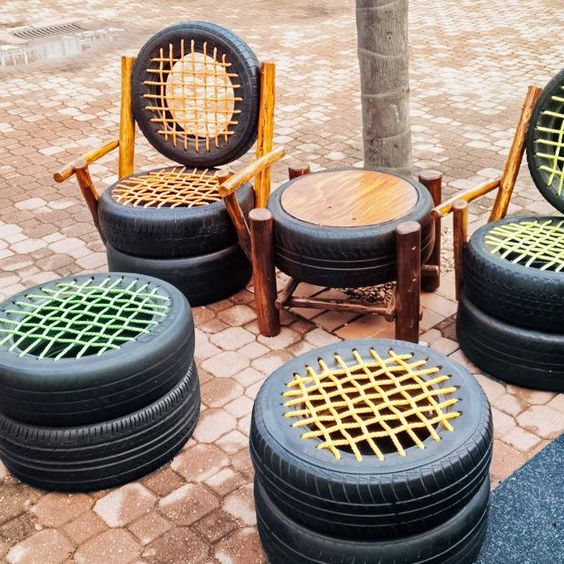 ideias de moveis de jardim feitos com pneus 1