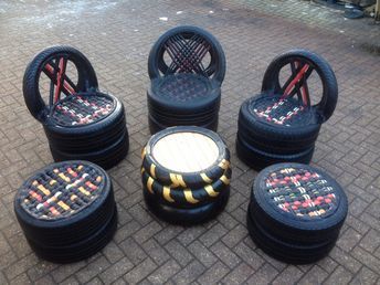 ideias de moveis de jardim feitos com pneus