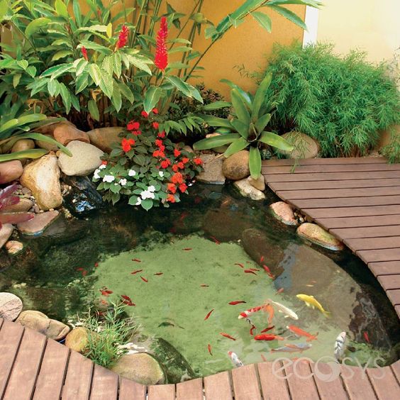 ideias de pequenos lagos para enfeitar seu jardim 7