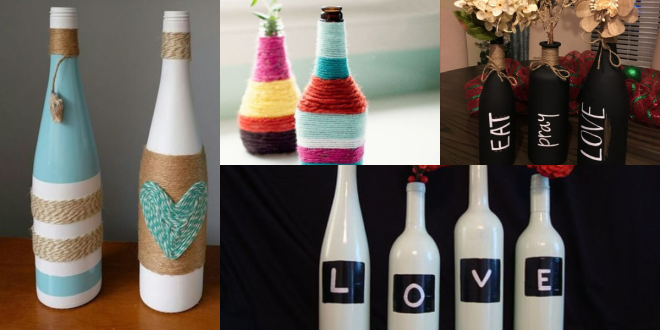 ideias simples para decorar garrafas de vidro