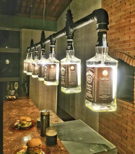 luminarias garrafas vidro cozinha