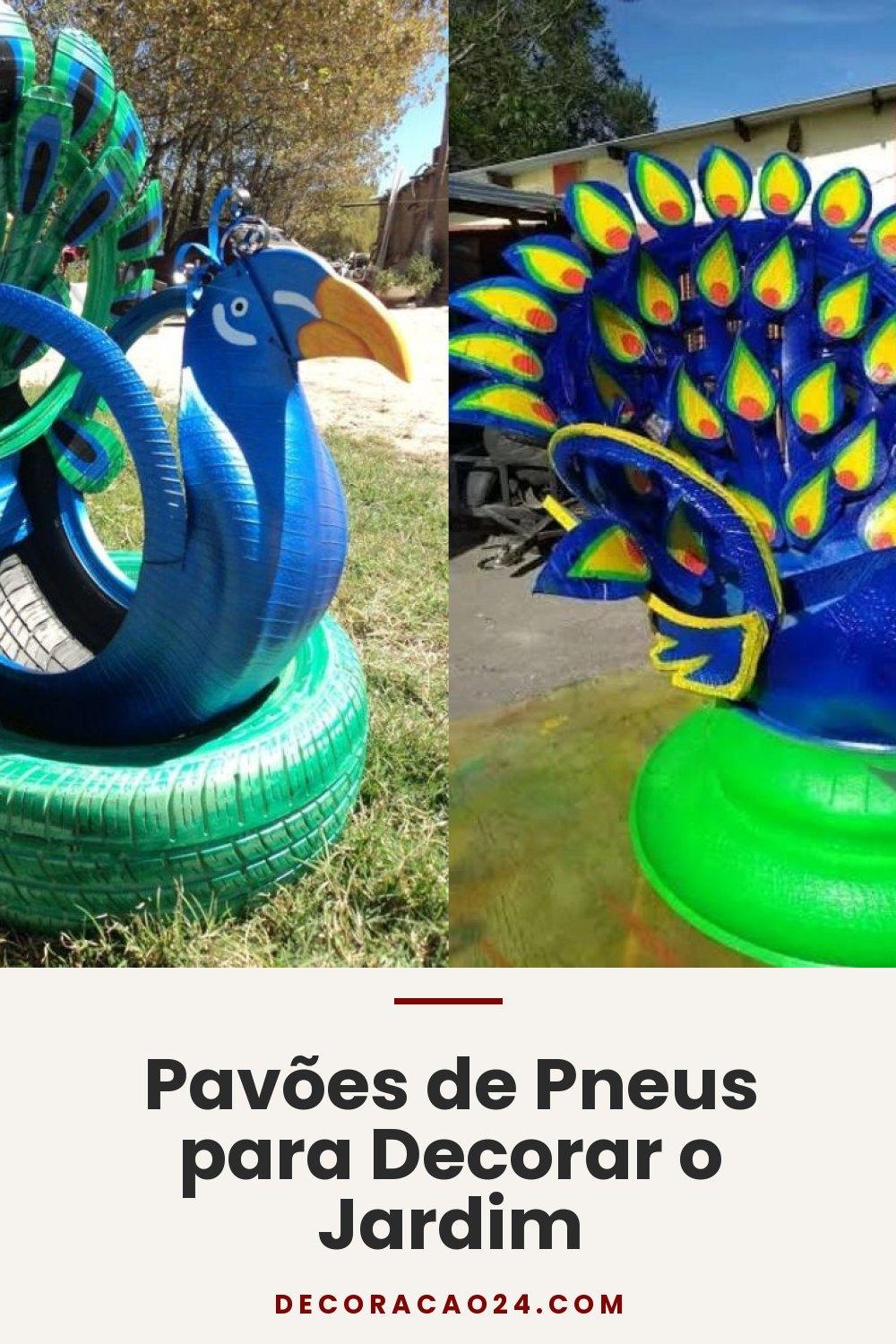 Pavões de Pneus para Decorar o Jardim