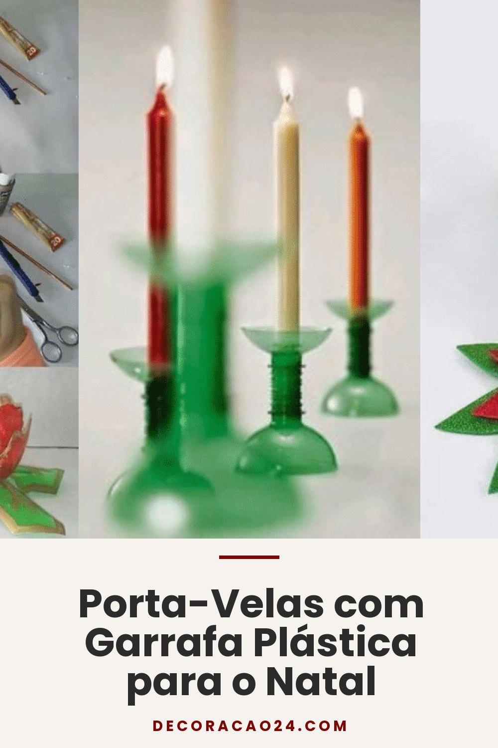 Porta-Velas com Garrafa Plástica para o Natal