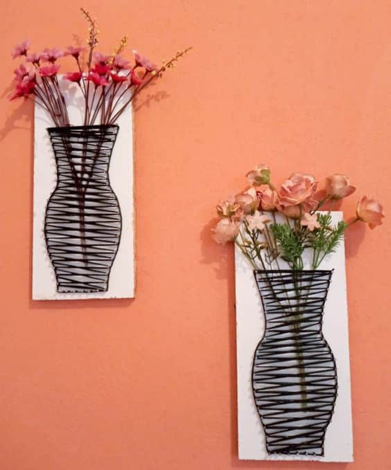 vasos de flores feitos com pregos e corda 2