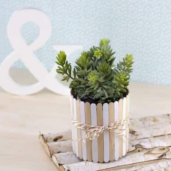vasos de plantas feitos com palitos de picole 1